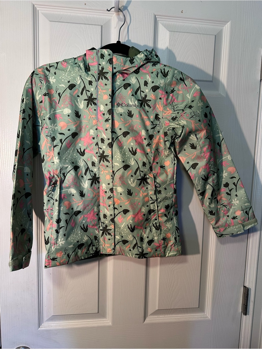 Columbia Girls Mint Green Floral Rain Jacket